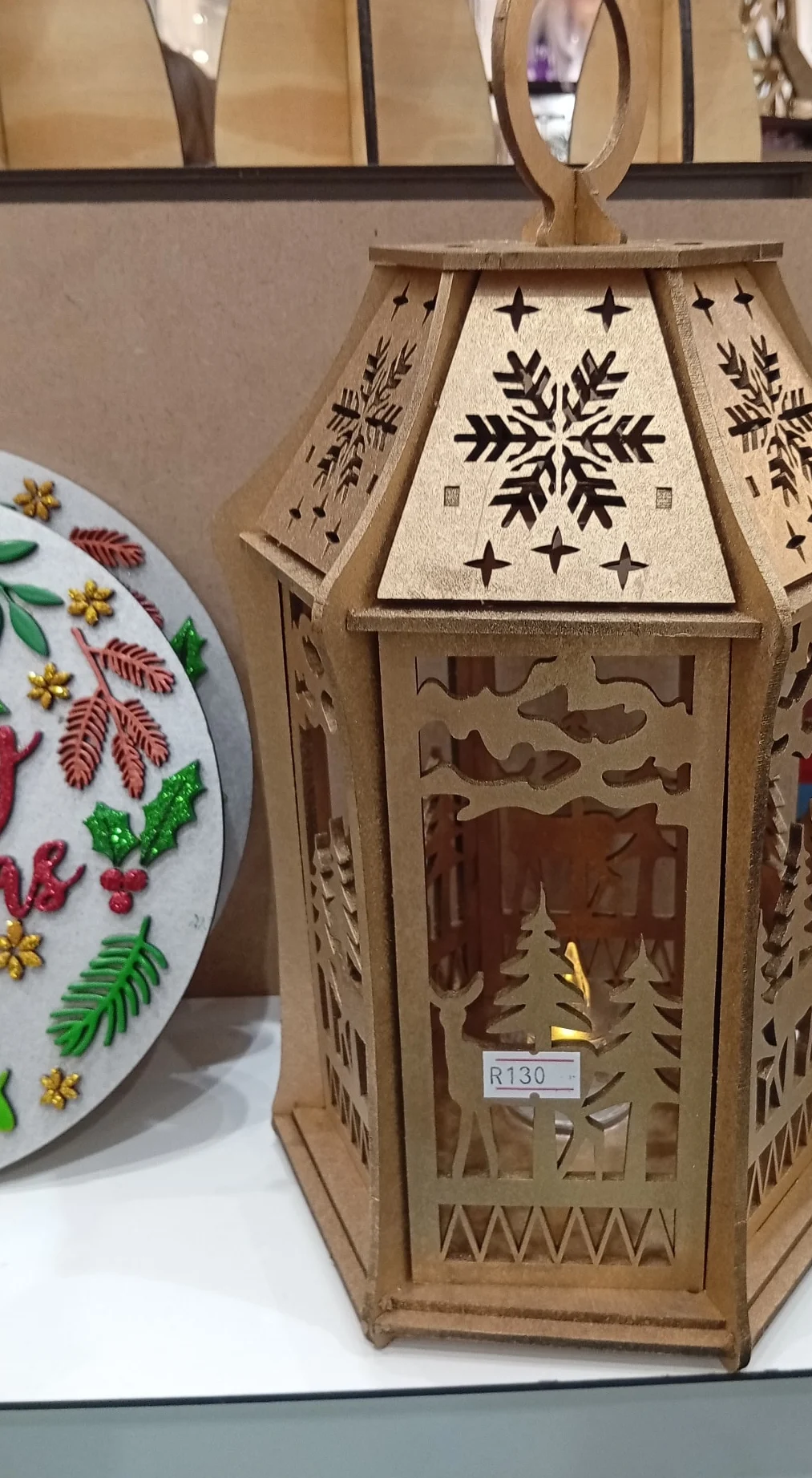 Laser-cut wooden lantern